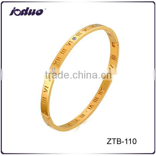 Stainless Steel Jewelry Rhinestone Roman Numerals Bracelet