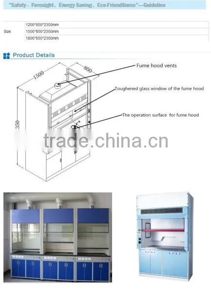Fume Hood 2350/1500/800 Chemical Laboratory Funiture Full Steel Fume Hood, Different Size for Choice photo-6