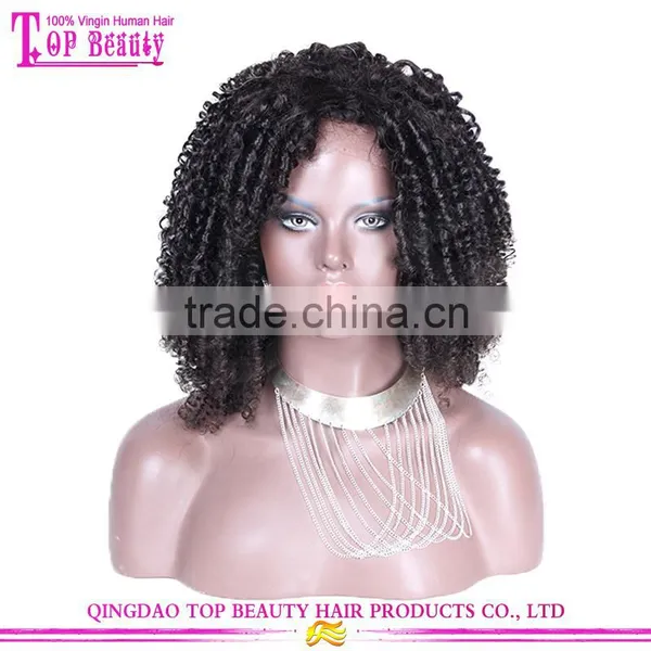 2016 Hot Sale Full Lace Curly Bob Wig 22inch 150% Density Natural Color Mongolian Hair Kinky Curly Wig for Black Women photo-2