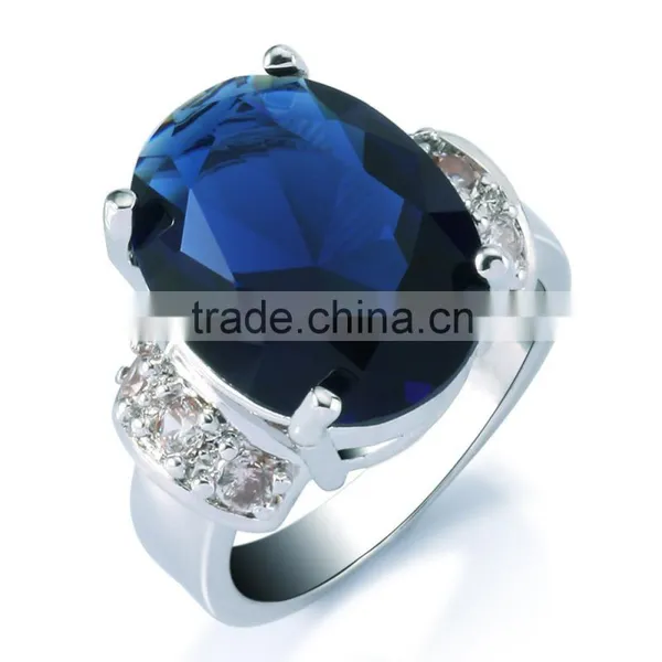 Sparkling Oval Cut Sapphire Ring 18k Gold Plated Jewelry for Wedding Party Size#6,7,8