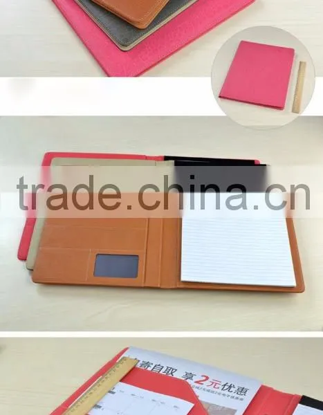 Professional Handmade pu Leather A4 Folder Executive Writing Pad Portfolio Stationery Document Organizer With Memopad Holder photo-2