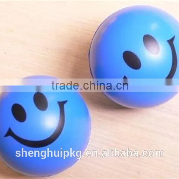 Hot Sale Promotional Blue Smiley Face Stress Ball/ PU Anti Stress Ball