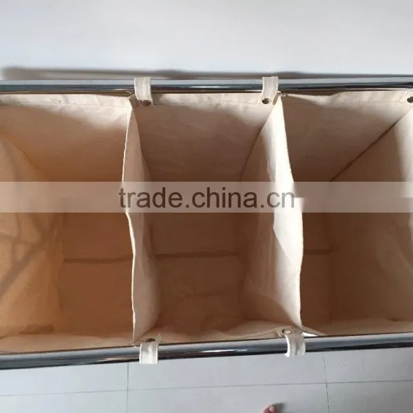 Collapsible Chrome Plating Four Section Canvas Laundry Sorter photo-2