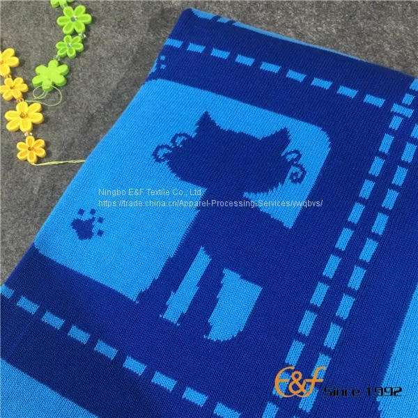 Children Double Jacquard Cartoon Pattern Knitted Blanket photo-5