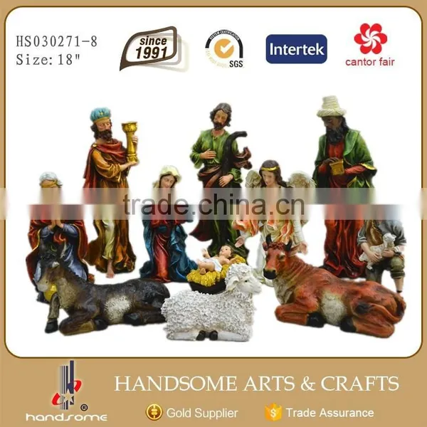 8 Inch Resin Craft Wood Grain Christmas Religious Items Nativity Set photo-4