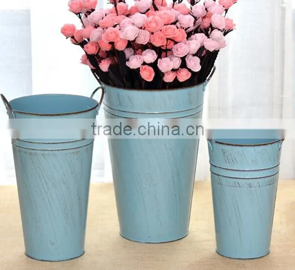 Decorative Hanging Flower Planters With Factory Wholesale Galvanized Iron Planters Garden Metal Flower Pots photo-2