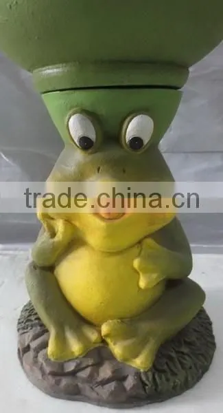 Knock-down Outdoor Garden Fiber Glass Clay Frog Flower Planter Pots photo-4