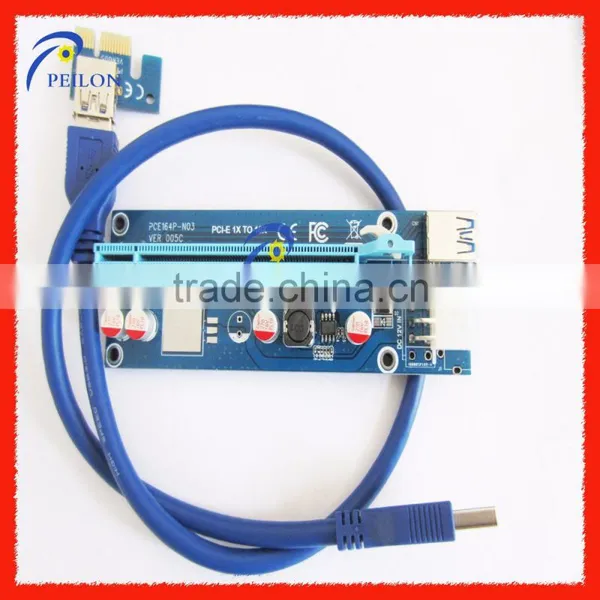 PCI-E Express 1X To 16X Powered Extender Riser Adapter Card + 60CM USB 3.0 Cable Lead