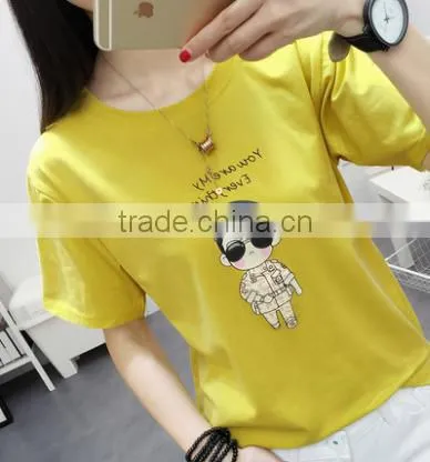 2016 New Fashion Style Summer Girl Student Popular Korean Star Commics Potrait Print Short Sleeve T- Shirt photo-5