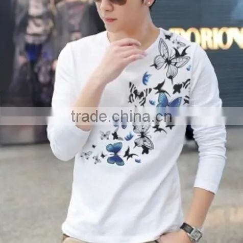 Promotional Custom Plain Dyed Unisex Adult O-neck Unisex Workwear T Shirt/Butterfly Printed Casual Shirts photo-2