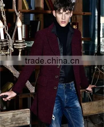 Slim Fit Pure Color Wool Men Coat Winter Coat photo-2