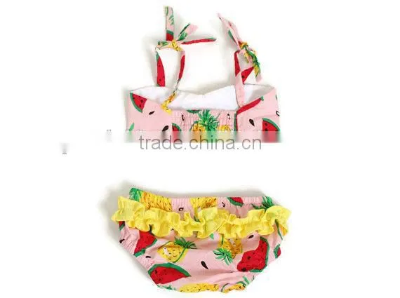 2017 Summer Soft Cotton Boutique Print Young Girl Swimsuit Pattern photo-2