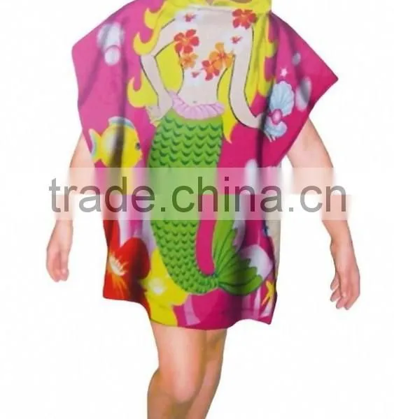 Adults and Childrens Hooded Poncho Beach Robe Towelling Velour Printing photo-4