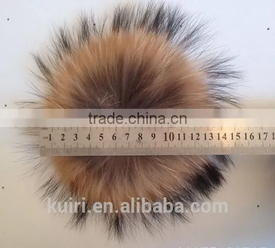 Fashion 15cm Fluffy Raccoon Fur Ball Keychain Real Fox Fur Keychain Fur Pompom Key Chain Pompon Keyring Charm Women Bag Pendant photo-6