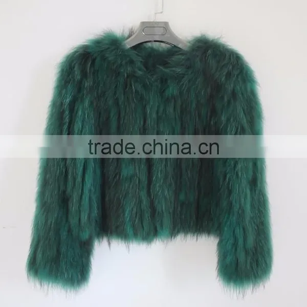 Myfur China Wholesale Lady Winter Fur Jacket Real Raccoon Fur Knitted Jackets photo-5