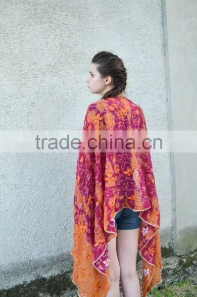 Large Hot Pink Summer Shawl, Sequin Shawl, Indian Shawl, Magenta Scarf, Embroidered Scarf, Crimson Shawl, Silk Scarves, Belly da photo-6