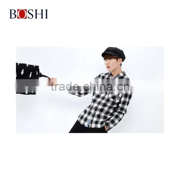 2015 New Fancy One Pocket Men Casual Check Fannel Leisure Shirt photo-5