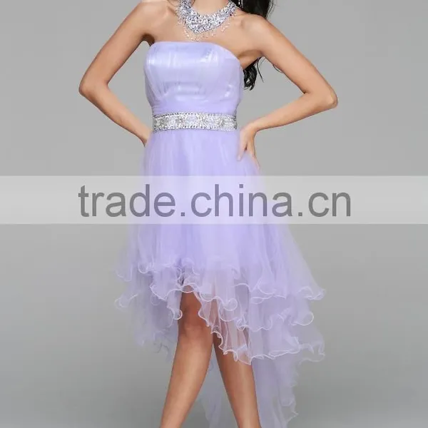New Design High Quality Crystal Beaded Tull Neck Hanging Medium Short Strapless Sexy Prom Gown Party Dress photo-4