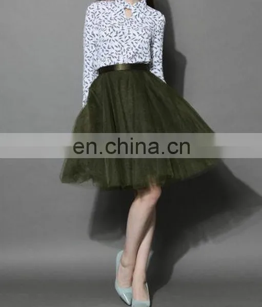 Mesh Tulle Skirt in Olive photo-2