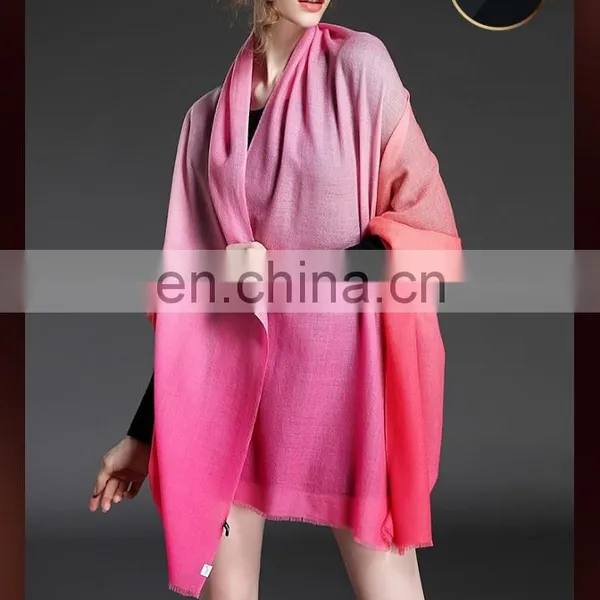 Factory Supply Lady Scarf 100% Double Sided Wool Scarf, Dubai Muslim Scarf photo-4
