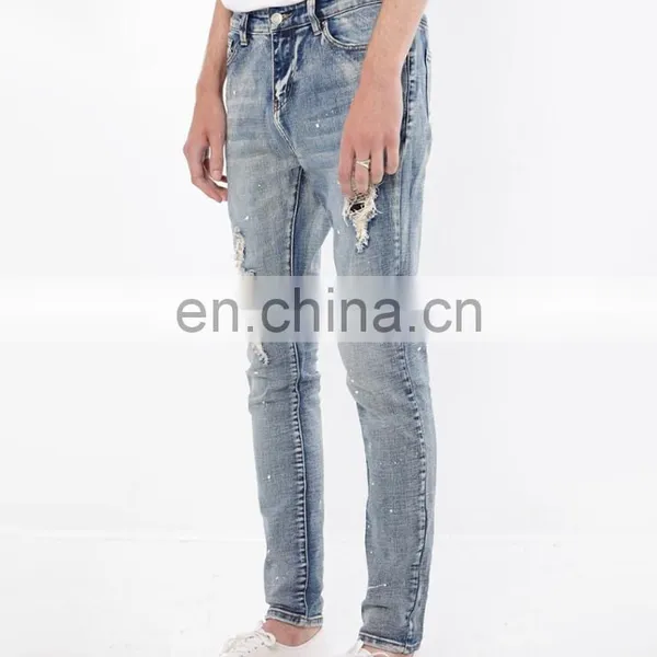 DiZNEW USA Stock Denim Jeans in Medium Blue Cuffed Jeans Men photo-3