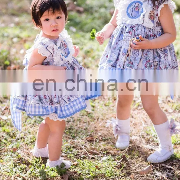 Baby GIrl Summer Blue Rabbit Turkey Vintage Spanish Lolita Princess Ball Princess Gown Dress for Girl Easter Birthday Party photo-5