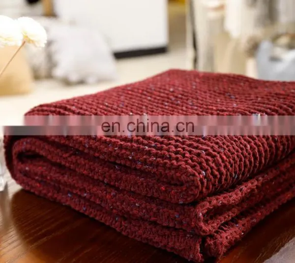 High Quality Decorative Red Chenille Blanket 50 x 60 Inch for Sofa photo-5