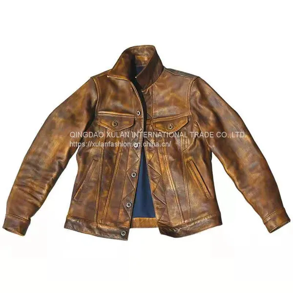 2021NEW FASHION WASHED MEN'S GENUINE COWSKIN LEATHER JACKET FACTORY HOT SALE photo-3