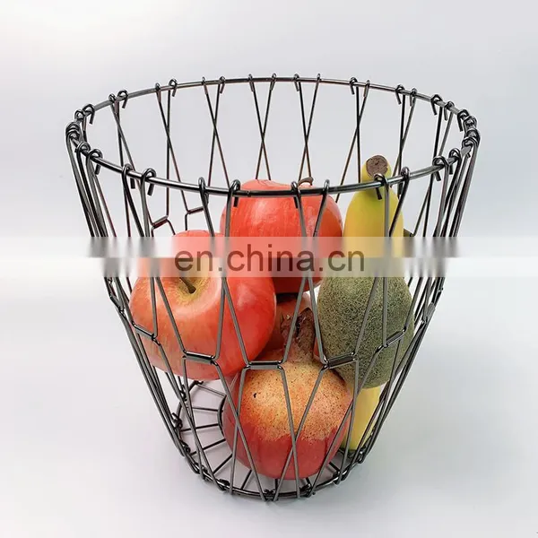 Multi Purpose Foldable Metal Organizer Basket Bin Kitchen Bathroom Fruits Mesh Wire Baskets For Storage photo-2