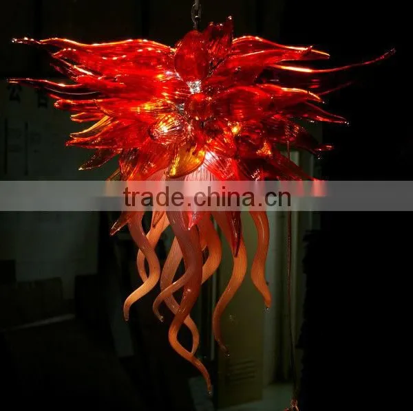 Decorative Red Blown Glass Chandelier For Sale