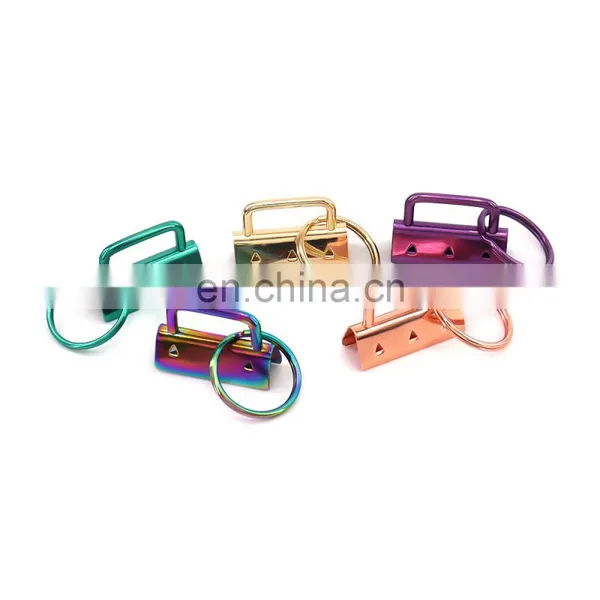 Different Colors Matt Rainbow 1 Inch Nickel Free Key Chain Wristlet Hardware Fob Hardware With Key Ring photo-5
