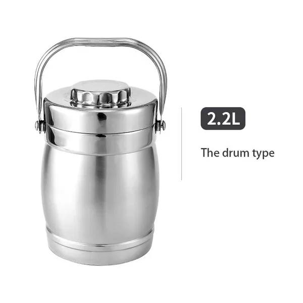 Stainless Steel Insulated Lunch Box Drum Shaped Straight Tube Lifting Pot photo-5