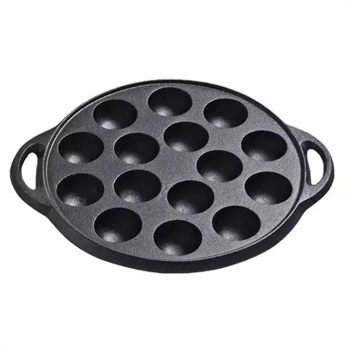 Wholesale Cast Iron Uncoated Meatballs Octopus Meatballs Pan 15 Hole Uncoated Non-stick Barbecue Machine Thickened Frying Pan