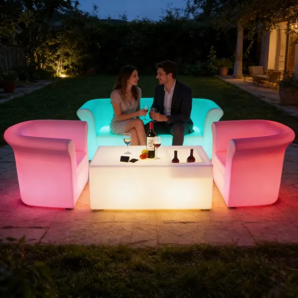 Nightclub Bar Plastic Led Light Leisure Sofa Glowing Furniture Arm Chair Led Colorful Party Rental Led Bar Sofa Chair photo-3