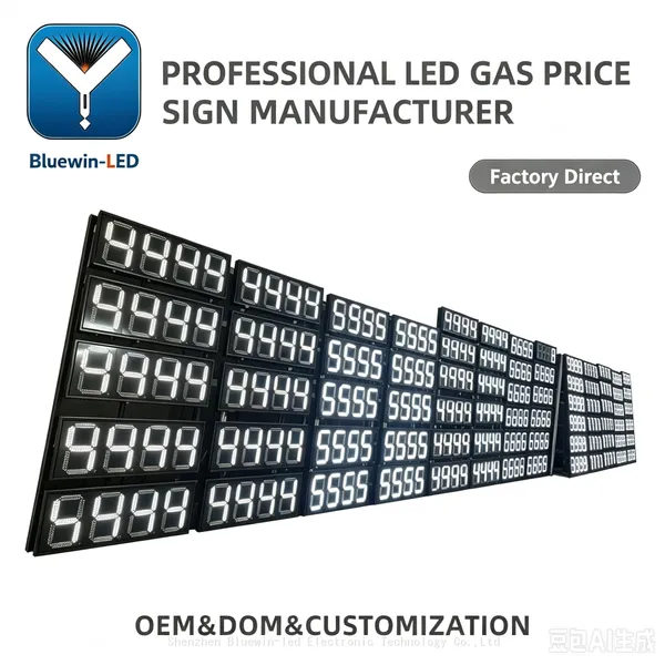 Outdoor Street Side Led Gas Station Petrol Price Signs Digital Number Oil Price Screen Signboard