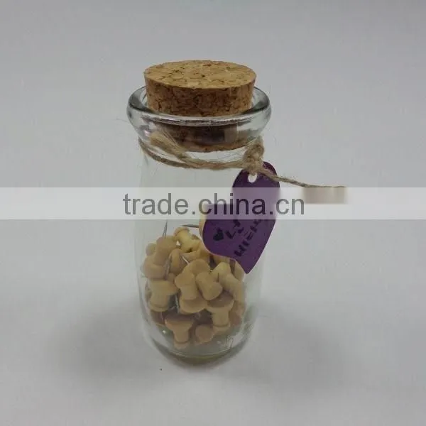 Stationery Clip Push Pin in Glass Bottle for School photo-2