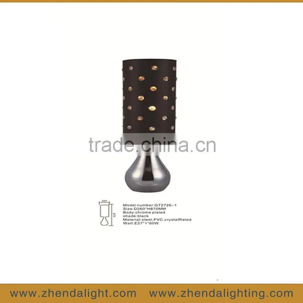 Silver Vase Shape Metal Led Table Lamp With Classic Pvc Shade
