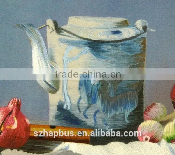 Handmade Embroidery on Silk Fabric for Home Decoration Pomegranate photo-6