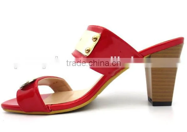 New Summer Middle Heel Lady Sandals Women Heel Slipper photo-4