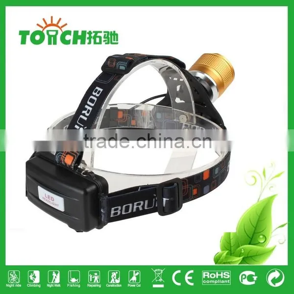 Gold Color Focus Zoom Led Headlamp 2000 Lumen Super Bright Head Lamp Miner Light for Night Searching photo-2