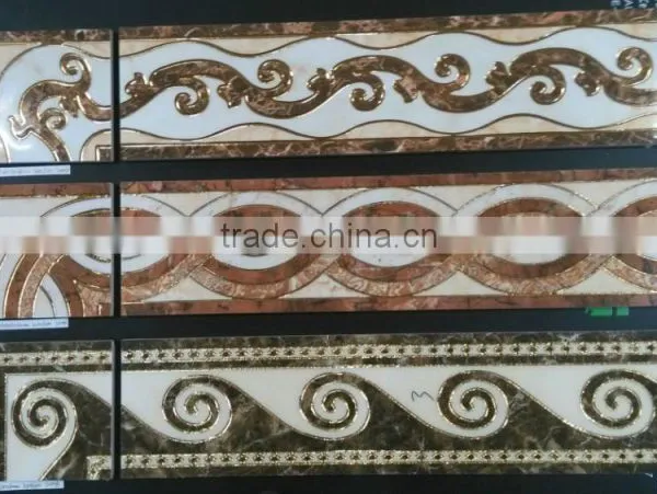 Ink-jet Porcelain Skirting Lines Match Floor Tiles 600x150mm photo-2