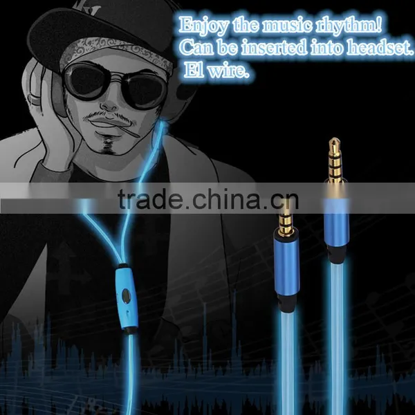 2014 Newest El Lighted Earphones With Mircophone,take Action to Enjoy the Music Rhythm! photo-3