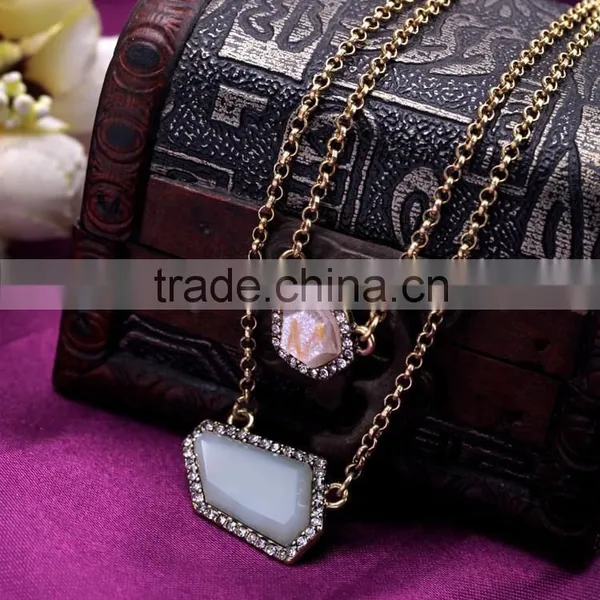 Wholesale Fashion Long Chain Necklace 2 Multilayer Round Square Gold Chain Necklace photo-5