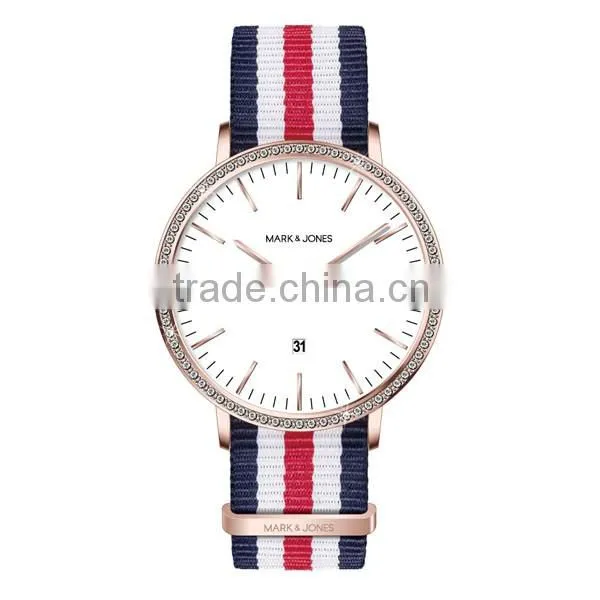 H6-Date Slim Dial Custom Quartz Nato Long Wrsitwatch With Watch Strap Nylon