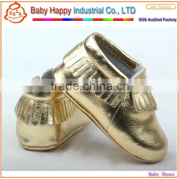 Popular all market 100% sheep leather fringes baby Moccs