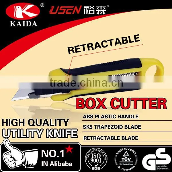 Stationery Cutter Auto Retractable Safety Box Trapezoid Blade Plastic With Rubber Grip Handle Cutter photo-2