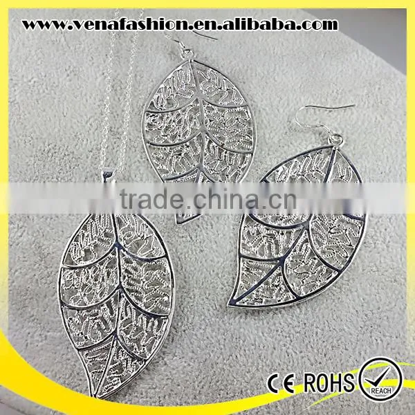 Hollow Silver Leaf Bridal New Model Jewelry Set, Beautiful Jewelry Set photo-5
