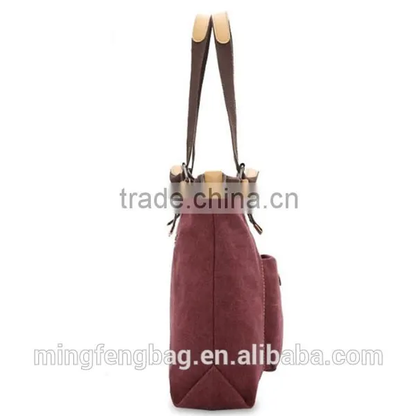 2016 Wholesale Custom Lady Hand Bag Fashionable Tote Canvas Lady Bag Quality Choice photo-4