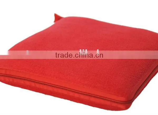 Red Fleece Blanket for Airplane and Travel Zip up to a Bag Easy for Carry photo-2