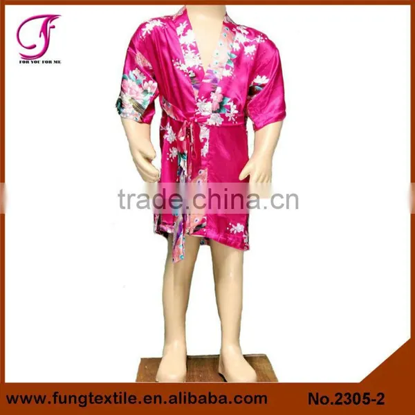 2313 Wholesale Children Peacock Pattern Satin Robe photo-3